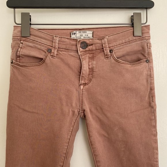 Free People Mid Rise Ankle Jeans - Pink/Peach - Picture 3 of 5